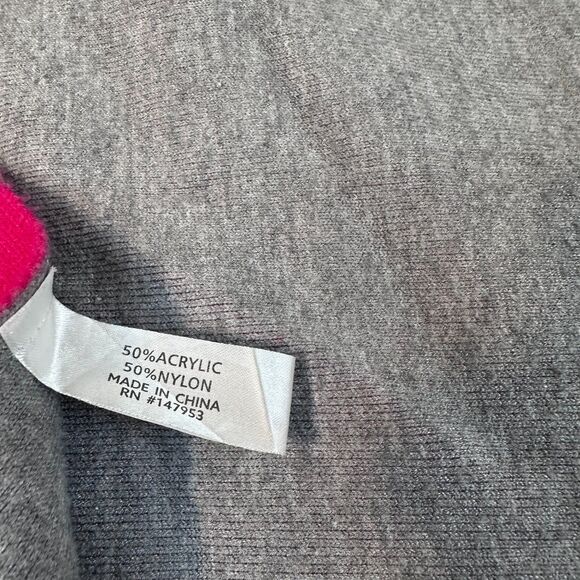 Kloth & Clover Reversible Poncho Wrap Pink Gray Fringe Shawl One Size - Picture 5 of 5